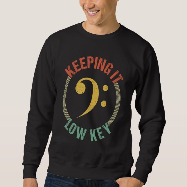 Sudadera Bass Clef Music  Keeping It Low Key Musician Men W (Anverso)