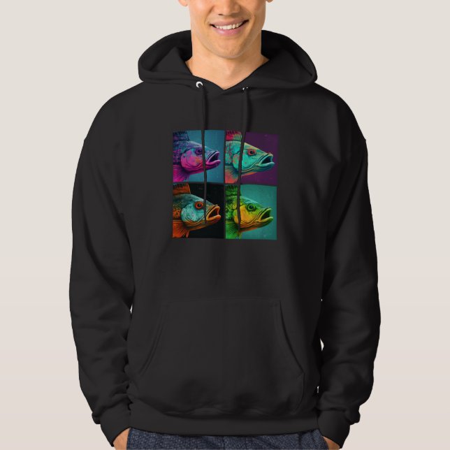 Sudadera Bass Fish Pop Illustration Colorful Animal Women (Anverso)
