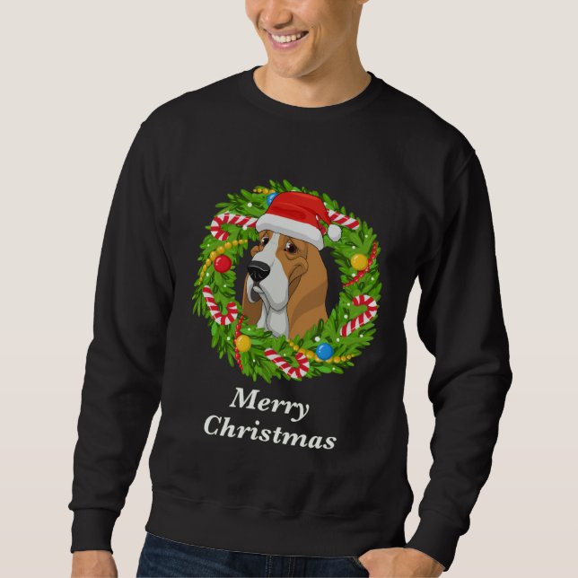 Sudadera Basset Hound Christmas  For Dog  Men Women Kids (Anverso)