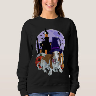 Sudadera Basset Hound Dog Halloween Witch Pumpkin