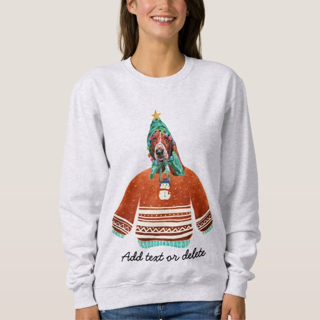 Sudadera Basset Hound Perro Navideño Feo Mamá Perr (Anverso)