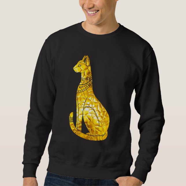 Sudadera Bastet Cat Egyptian Golden Polygon Hieroglyph Arch (Anverso)