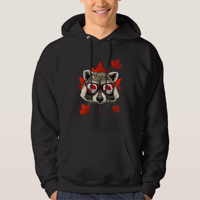 Sudadera Basura de la bandera de Canadá hoja de arce mapach (Anverso)