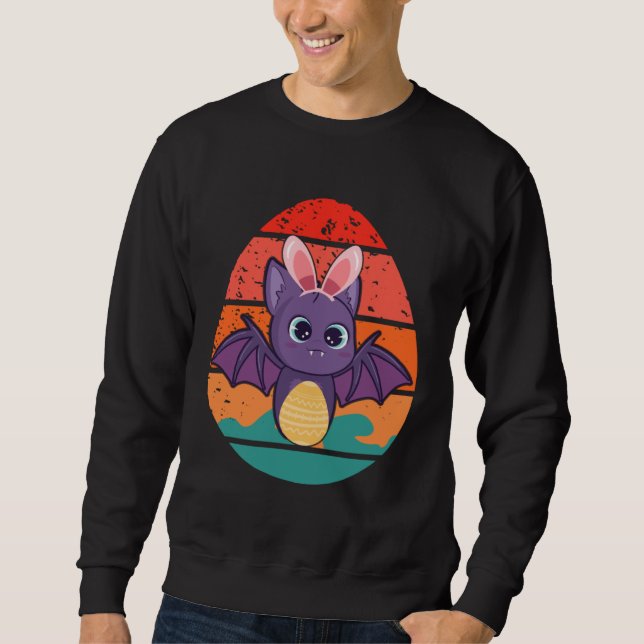 Sudadera Bat Bunny Happy Easter Eggs Retro Men Women Kids (Anverso)