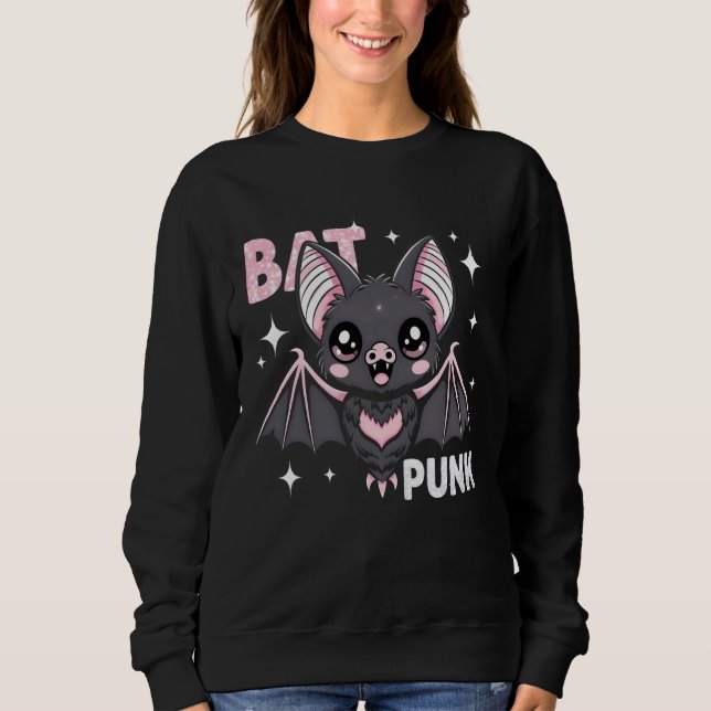 Sudadera Bat Punk Funny Kawaii Bat Halloween Punk Rock Love (Anverso)