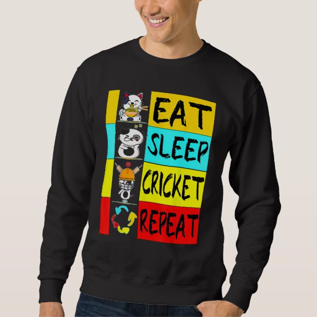 Sudadera Bat Sports  Cricket Pro  Eat Sleep Cricket Repeat (Anverso)