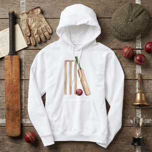 Sudadera Bate y pelota de cricket de acuarela clásica