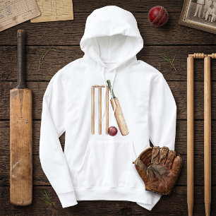 Sudadera Bate y pelota de cricket de acuarela clásica