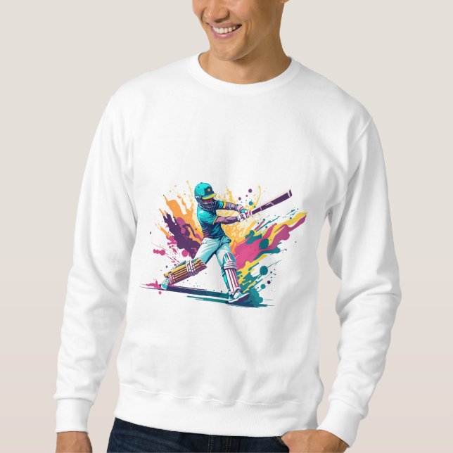 Sudadera Bateador de cricket - Diseño de salpicaduras de co (Anverso)