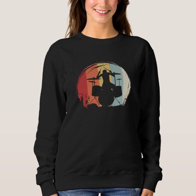 Sudadera Baterista Tocando Retro (Anverso)