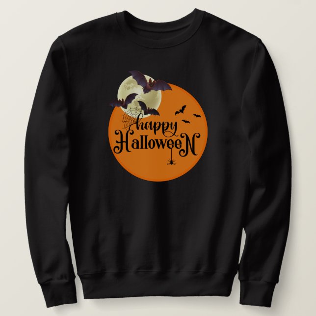 Sudadera Bats Happy Halloween Halloween Unisex (Anverso del diseño)