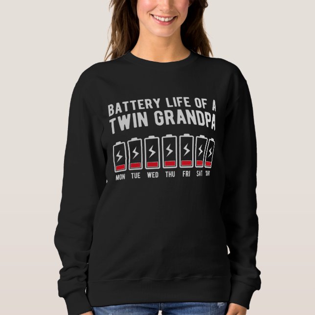Sudadera Battery Life Of A Twin Grandpa Of Twins Twin Grand (Anverso)