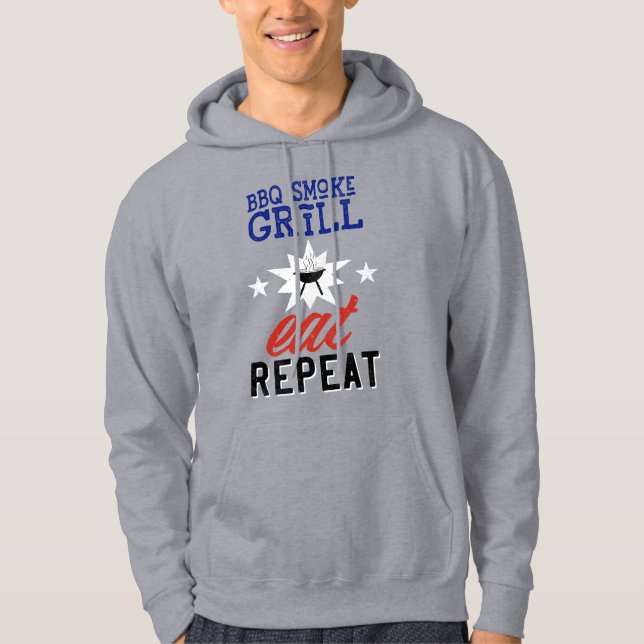 Sudadera BBQ Smoke Grill come REPEAT vintage rústico (Anverso)