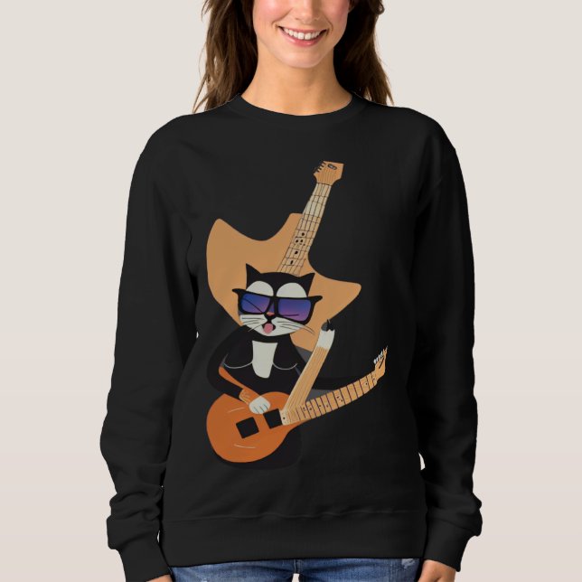 Sudadera Be a Cat That is Cool Playing Guitar Abstract (Anverso)