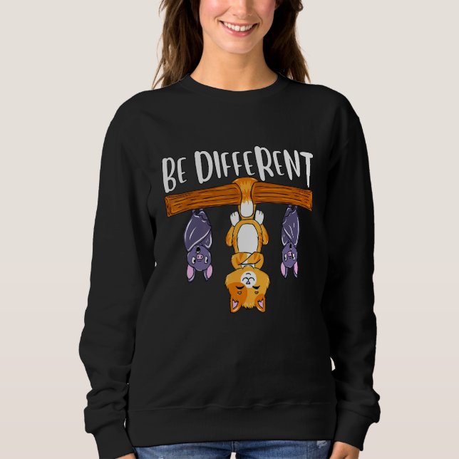 Sudadera Be different cat with bat on a branch white (Anverso)