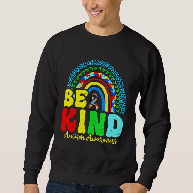 Sudadera Be Kind Autism Awareness Love Heart Leopard Rainbo (Anverso)
