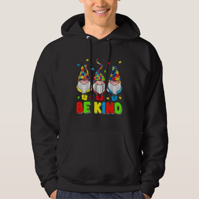 Sudadera Be Kind Autism Awareness Month Cute Gnomes Men Wom (Anverso)
