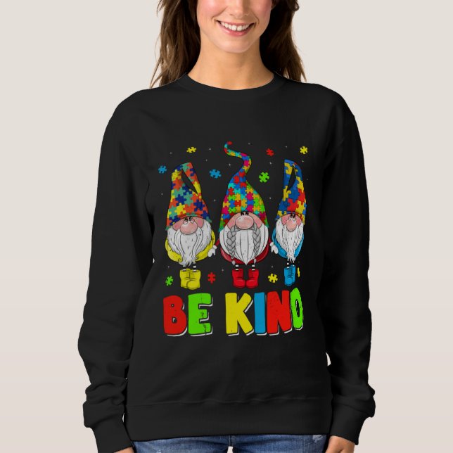 Sudadera Be Kind Autism Awareness Month Cute Gnomes Men Wom (Anverso)
