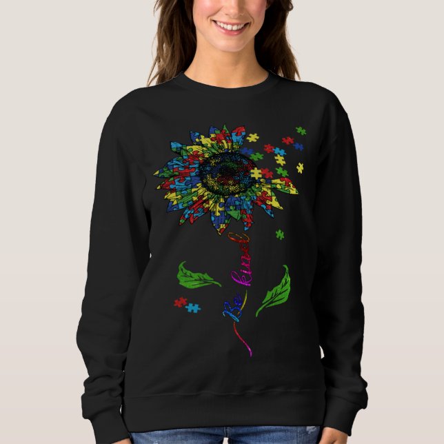 Sudadera Be Kind Autism Awareness Sunflower Mom Women Kids (Anverso)