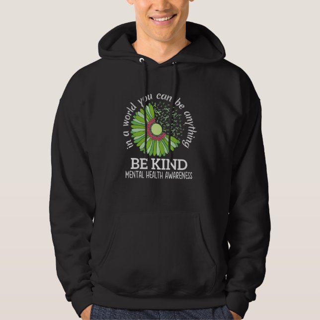 Sudadera Be Kind Green Ribbon Sunflower Mental Health Aware (Anverso)
