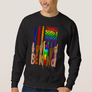 Sudadera Be Kind Language American Flag Lgbt Gay Les P