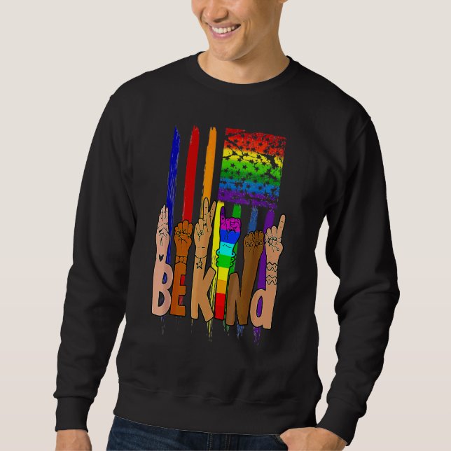 Sudadera Be Kind Language American Flag Lgbt Gay Les P (Anverso)