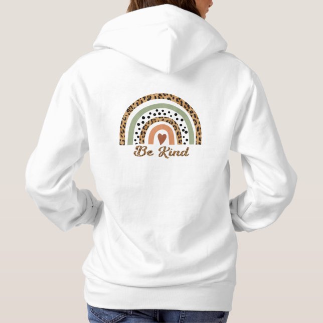 Sudadera Be Kind Leopard Print Rainbow Back & Front (Reverso)