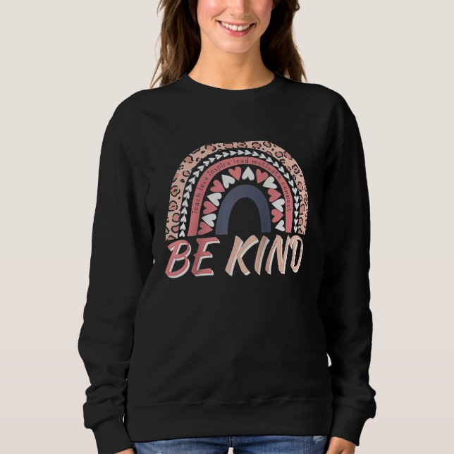 Sudadera Be Kind Leopard Rainbow Motivational Quote Teacher (Anverso)