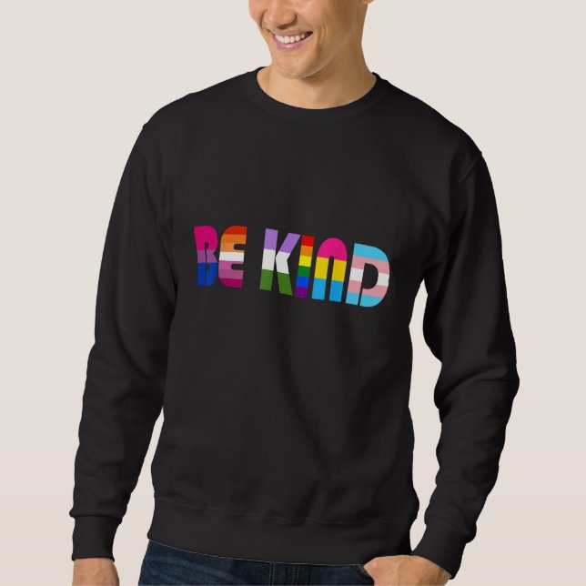 Sudadera Be Kind LGBT Flag Gay Les Pride Month Transgender  (Anverso)