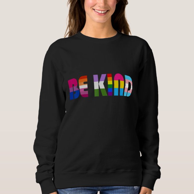 Sudadera Be Kind LGBT Flag Gay Les Pride Month Transgender  (Anverso)