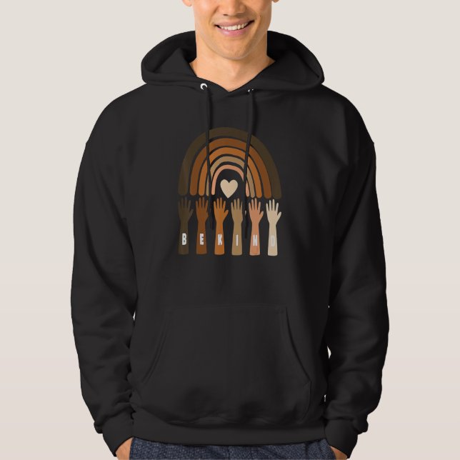 Sudadera Be Kind Melanin Rainbow Skin Tone Afro Black Histo (Anverso)