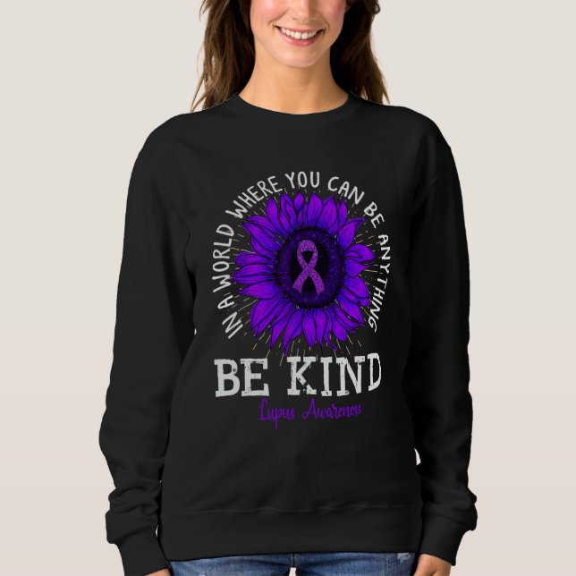 Sudadera Be Kind Purple Ribbon Sunflower Lupus Awareness (Anverso)