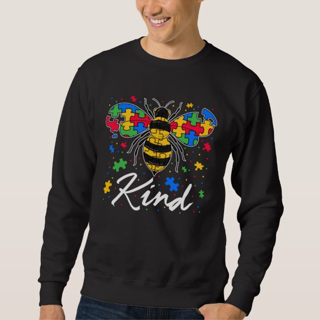 Sudadera Be Kind Puzzle Bee Autism Awareness Autistic Kids  (Anverso)