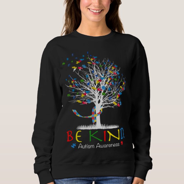 Sudadera Be Kind Puzzle Tree Autism Awareness Month Kids Me (Anverso)