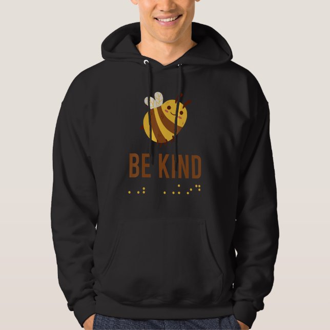 Sudadera Be Kind Sign Braille Language Bee Graphic Yellow (Anverso)