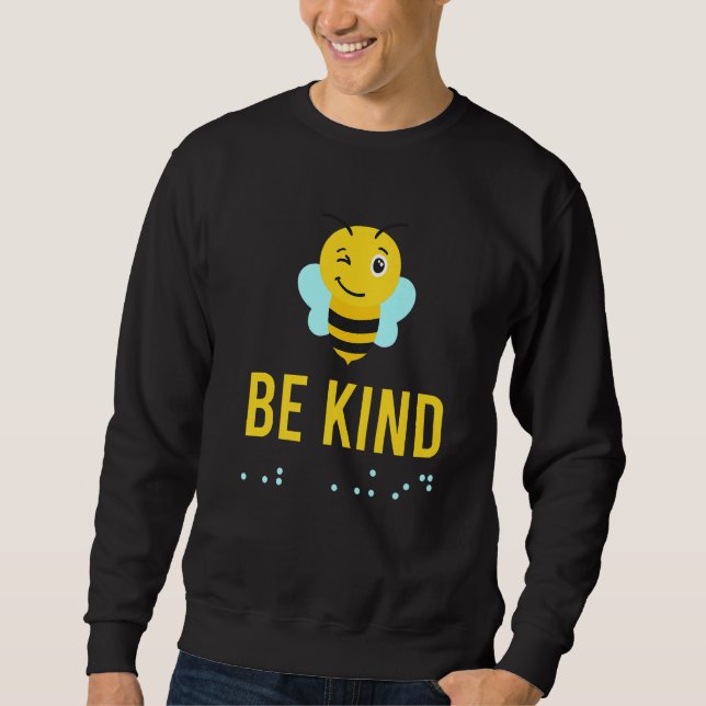 Sudadera Be Kind Sign Braille Language Bee Smile Graphic Ye (Anverso)