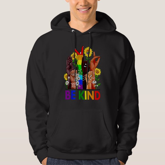 Sudadera Be Kind Sign Language Hand Talking LGBTQ+ Gay Les  (Anverso)