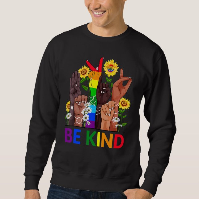 Sudadera Be Kind Sign Language Hand Talking LGBTQ+ Gay Les  (Anverso)