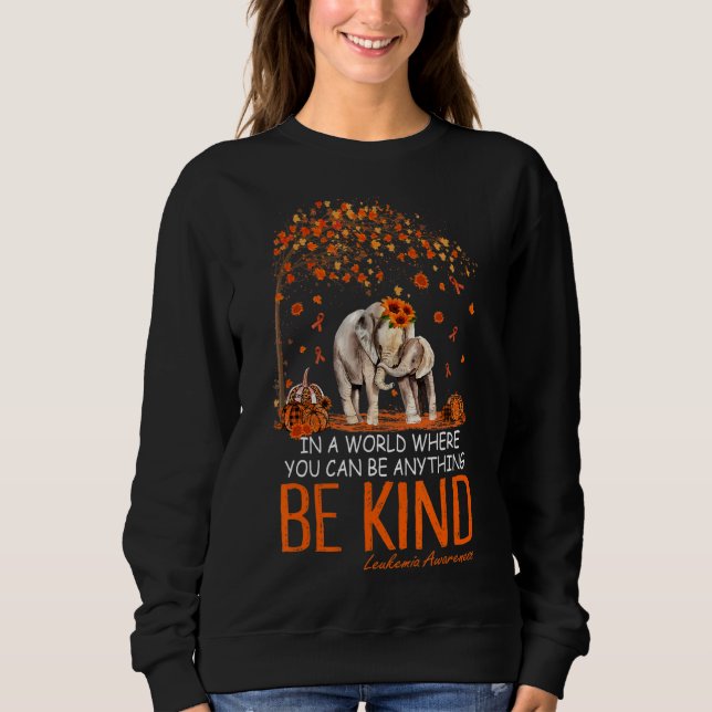 Sudadera Be Kind Tree Elephant Naranja Leukemia Awareness A (Anverso)