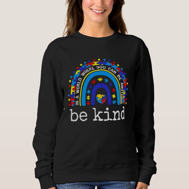 Sudadera Be Kind We Wear Blue Autism Awareness Puzzle Piece (Anverso)