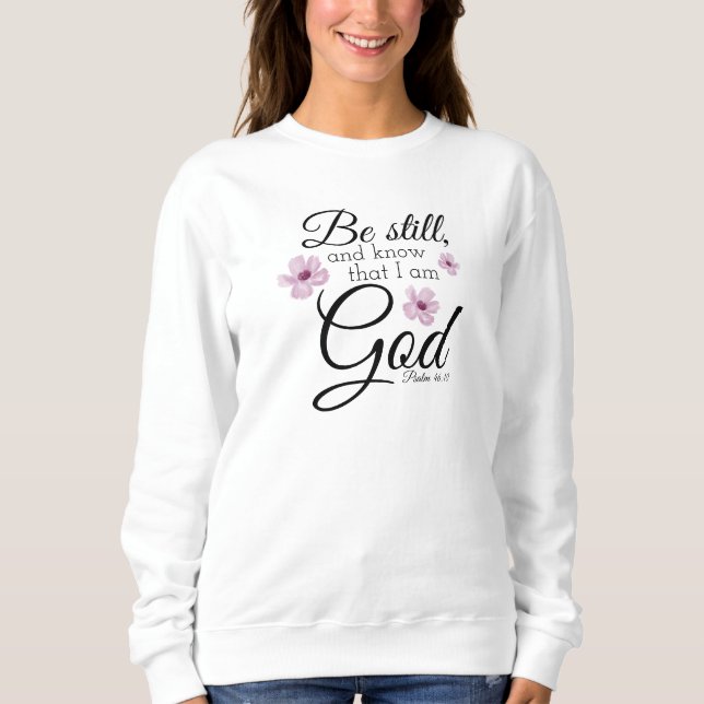 Sudadera Be Still Psalm 46:10 Acuarela Flores Púrpura (Anverso)