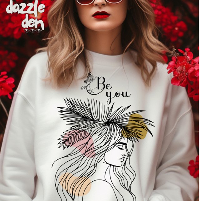 Sudadera Be You Face Line Art Boho Flower (Subido por el creador)
