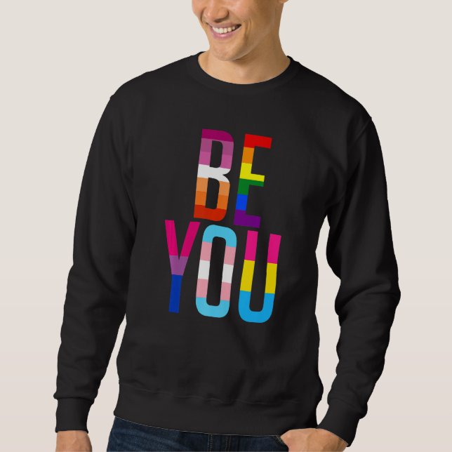 Sudadera Be You Pride LGBTQ Gay LGBT Ally Rainbow Flag Retr (Anverso)