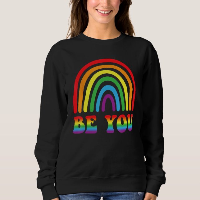 Sudadera BE YOU Rainbow LGBT Flag Gay Pride Month Lesbian (Anverso)