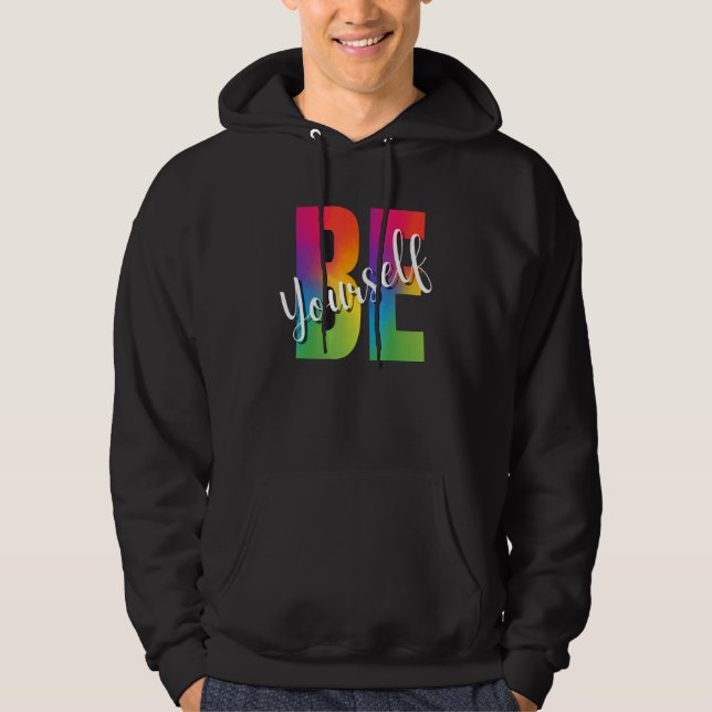 Sudadera Be Yourself LGBT-Q Gay Lesbian Bi Trans Pride Squa (Anverso)