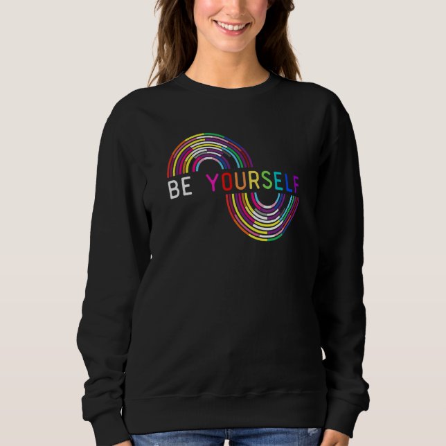 Sudadera Be Yourself LGBTQ Rainbow Flag  LGBTQIA+ Pride Mon (Anverso)