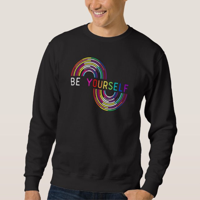 Sudadera Be Yourself LGBTQ Rainbow Flag  LGBTQIA+ Pride Mon (Anverso)