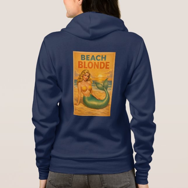 Sudadera Beach Blonde Pin-Up Mermaid - Retro Coastal Life (Reverso)