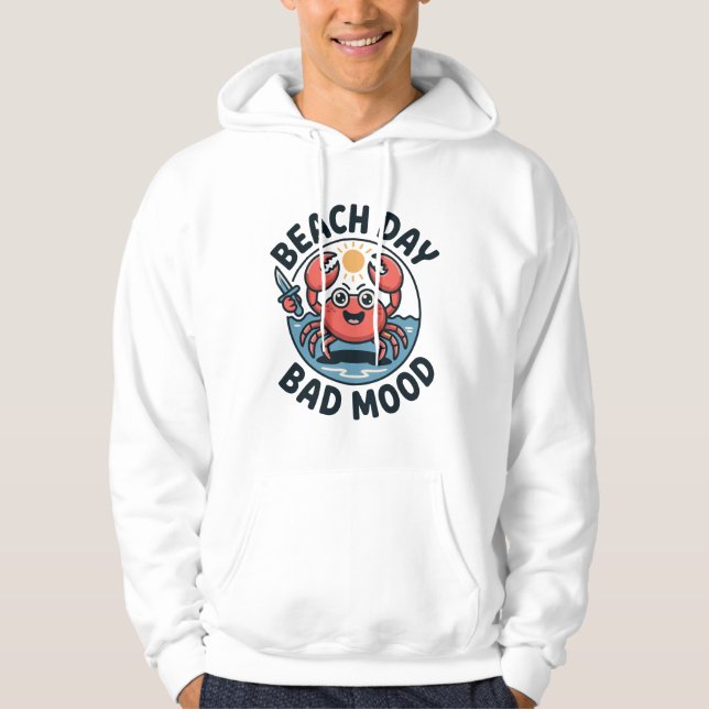 Sudadera Beach Day Bad Mood – Funny Crab Cartoon Summer T‑S (Anverso)