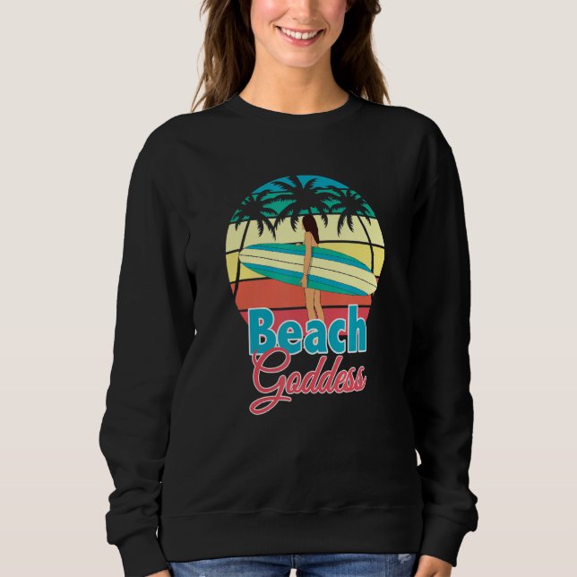 Sudadera Beach Goddess Surfer Summer Ocean Palm Trees Beach (Anverso)